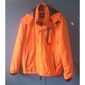 Invachi Men's Small Waterproof Ski Jacket Orange. Removable Hood Great Shape!